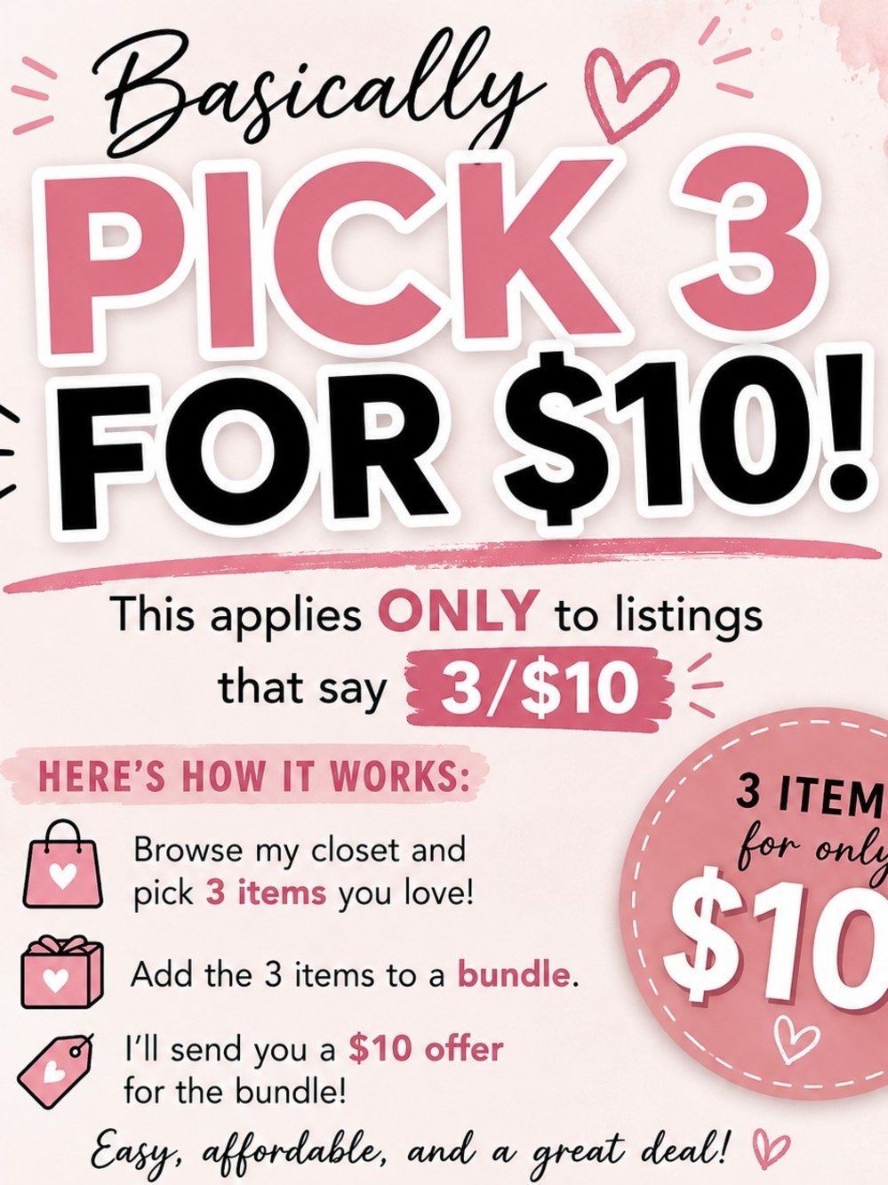 3 for $10 Bundle Deals Info